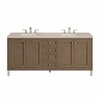 James Martin Vanities Chicago 72in Double Vanity, Whitewashed Walnut w/ 3 CM Eternal Marfil Quartz Top 305-V72-WWW-3EMR